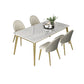 Glam 1/5/6/7 Pieces Dinette Set with White Sintered Stone Top Rectangle Dining Table Set 5 Pieces: Table, 4 Beige Chairs Clearhalo 'Dining Room Sets' 'Dining Tables & Seating' 'dining_room_set' 'furn' 'furn_dining_room_set' 'Furniture' 'furniture_dining_room_set' 'Kitchen & Dining Furniture' 4760111