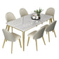Glam 1/5/6/7 Pieces Dinette Set with White Sintered Stone Top Rectangle Dining Table Set 7 Pieces: Table, 6 Beige Chairs Clearhalo 'Dining Room Sets' 'Dining Tables & Seating' 'dining_room_set' 'furn' 'furn_dining_room_set' 'Furniture' 'furniture_dining_room_set' 'Kitchen & Dining Furniture' 4760115