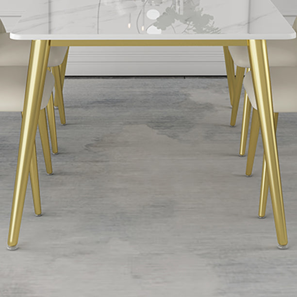 Glam 1/5/6/7 Pieces Dinette Set with White Sintered Stone Top Rectangle Dining Table Set Clearhalo 'Dining Room Sets' 'Dining Tables & Seating' 'dining_room_set' 'furn' 'furn_dining_room_set' 'Furniture' 'furniture_dining_room_set' 'Kitchen & Dining Furniture' 4760123