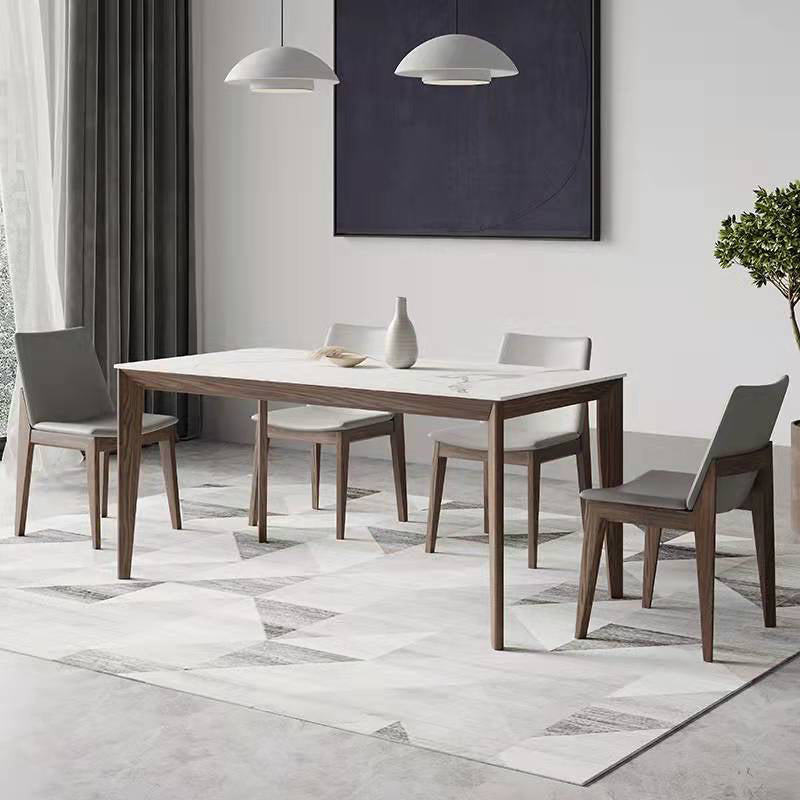 Nordic 1/2/5/7 Pieces Dining Set Sintered Stone Dining Table with Wooden Chairs Clearhalo 'Dining Room Sets' 'Dining Tables & Seating' 'dining_room_set' 'furn' 'furn_dining_room_set' 'Furniture' 'furniture_dining_room_set' 'Kitchen & Dining Furniture' 4760131