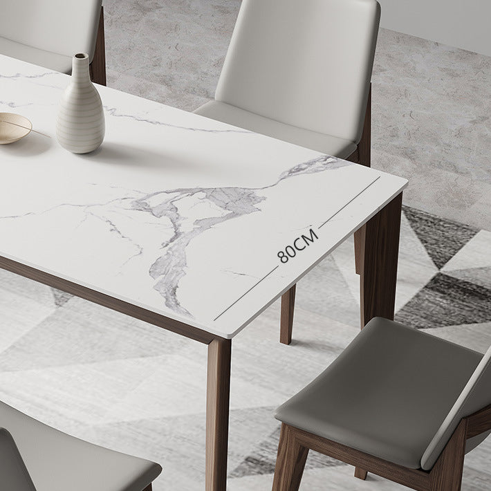 Nordic 1/2/5/7 Pieces Dining Set Sintered Stone Dining Table with Wooden Chairs Clearhalo 'Dining Room Sets' 'Dining Tables & Seating' 'dining_room_set' 'furn' 'furn_dining_room_set' 'Furniture' 'furniture_dining_room_set' 'Kitchen & Dining Furniture' 4760137