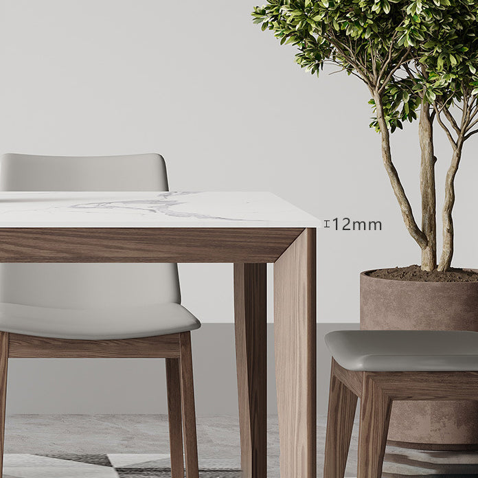Nordic 1/2/5/7 Pieces Dining Set Sintered Stone Dining Table with Wooden Chairs Clearhalo 'Dining Room Sets' 'Dining Tables & Seating' 'dining_room_set' 'furn' 'furn_dining_room_set' 'Furniture' 'furniture_dining_room_set' 'Kitchen & Dining Furniture' 4760138