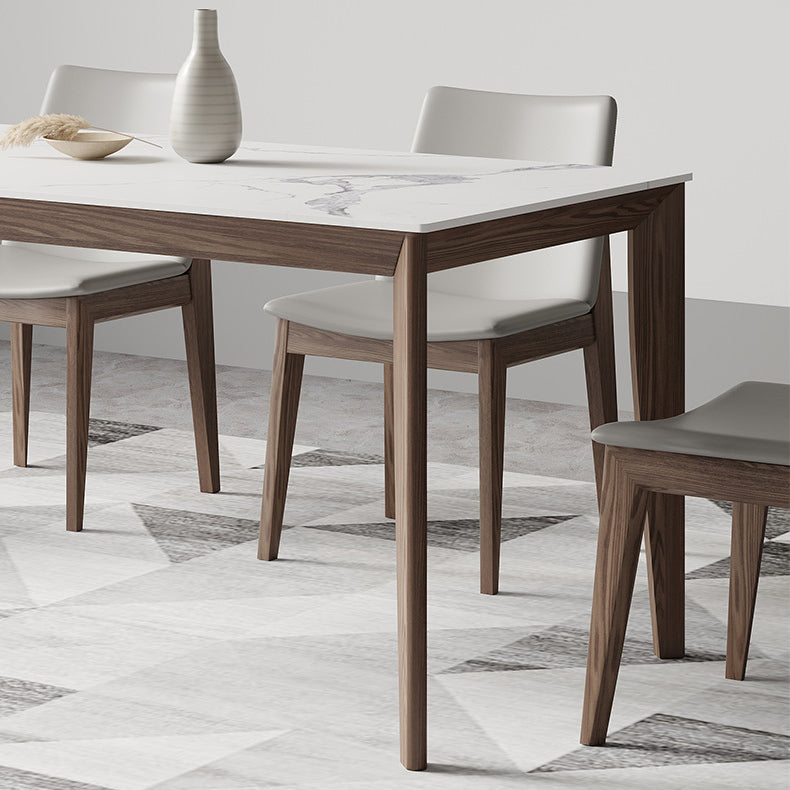 Nordic 1/2/5/7 Pieces Dining Set Sintered Stone Dining Table with Wooden Chairs Clearhalo 'Dining Room Sets' 'Dining Tables & Seating' 'dining_room_set' 'furn' 'furn_dining_room_set' 'Furniture' 'furniture_dining_room_set' 'Kitchen & Dining Furniture' 4760139