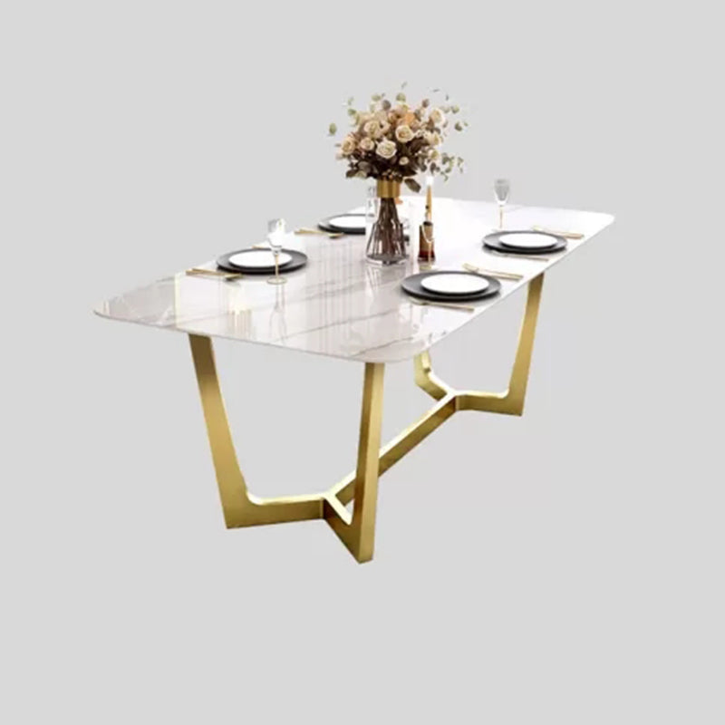 Glam Style 1/4/5/6/7 Pieces Dining Set Sintered Stone Dining Table Set for Dining Areas White 63"L x 35.4"W Clearhalo 'Dining Room Sets' 'Dining Tables & Seating' 'dining_room_set' 'furn' 'furn_dining_room_set' 'Furniture' 'furniture_dining_room_set' 'Kitchen & Dining Furniture' 4760146