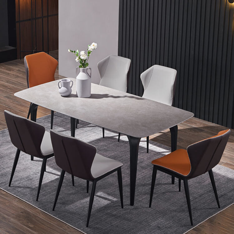 Modern 1/2/4/7 Pieces Dinette Set with Grey Sintered Stone Top Rectangle Dining Table Set Clearhalo 'Dining Room Sets' 'Dining Tables & Seating' 'dining_room_set' 'furn' 'furn_dining_room_set' 'Furniture' 'furniture_dining_room_set' 'Kitchen & Dining Furniture' 4760184