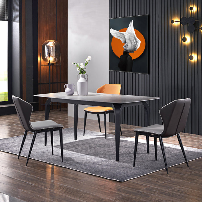 Modern 1/2/4/7 Pieces Dinette Set with Grey Sintered Stone Top Rectangle Dining Table Set 4 Pieces: Table, 3 Chairs Clearhalo 'Dining Room Sets' 'Dining Tables & Seating' 'dining_room_set' 'furn' 'furn_dining_room_set' 'Furniture' 'furniture_dining_room_set' 'Kitchen & Dining Furniture' 4760185