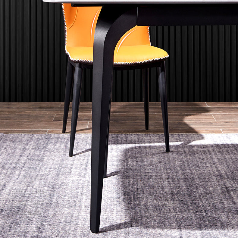 Modern 1/2/4/7 Pieces Dinette Set with Grey Sintered Stone Top Rectangle Dining Table Set Clearhalo 'Dining Room Sets' 'Dining Tables & Seating' 'dining_room_set' 'furn' 'furn_dining_room_set' 'Furniture' 'furniture_dining_room_set' 'Kitchen & Dining Furniture' 4760199