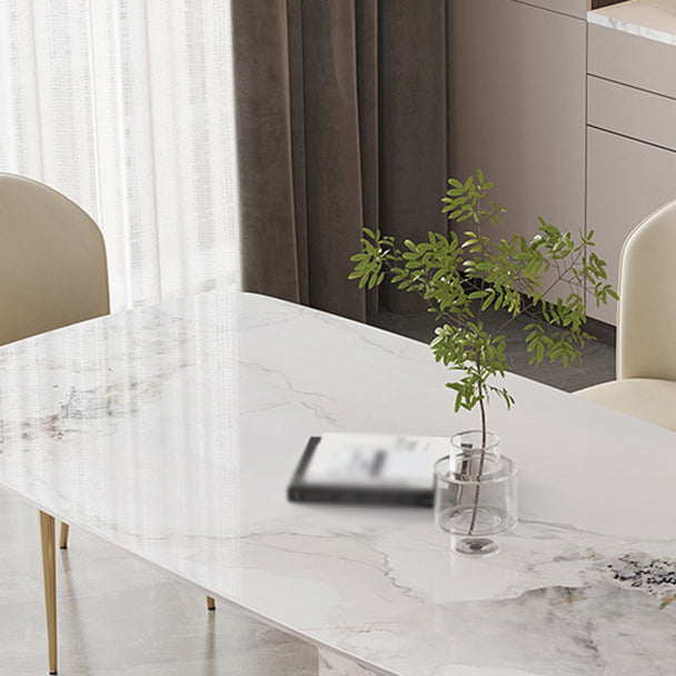 Luxury 1/4/5/7 Pieces Rectangle Dining Set Sintered Stone Top Dining Table with Chairs Clearhalo 'Dining Room Sets' 'Dining Tables & Seating' 'dining_room_set' 'furn' 'furn_dining_room_set' 'Furniture' 'furniture_dining_room_set' 'Kitchen & Dining Furniture' 4760213