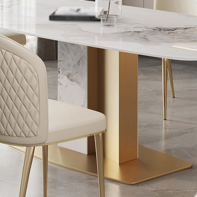 Luxury 1/4/5/7 Pieces Rectangle Dining Set Sintered Stone Top Dining Table with Chairs Clearhalo 'Dining Room Sets' 'Dining Tables & Seating' 'dining_room_set' 'furn' 'furn_dining_room_set' 'Furniture' 'furniture_dining_room_set' 'Kitchen & Dining Furniture' 4760216