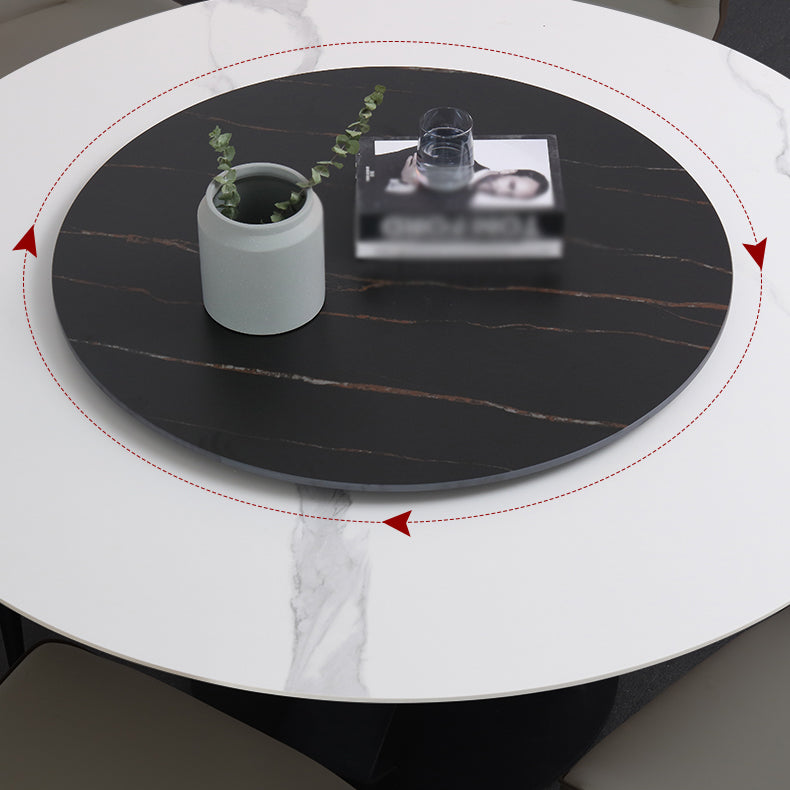 Modern 1/3/4/5/7 Pieces Dinette Set with White Sintered Stone Top Round Dining Table Set Clearhalo 'Dining Room Sets' 'Dining Tables & Seating' 'dining_room_set' 'furn' 'furn_dining_room_set' 'Furniture' 'furniture_dining_room_set' 'Kitchen & Dining Furniture' 4760244