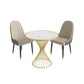 Glam Style 1/3/4/5 Pieces Dining Set Sintered Stone Dining Table Set 3 Pieces: Table, 2 Beige Chairs Clearhalo 'Dining Room Sets' 'Dining Tables & Seating' 'dining_room_set' 'Furniture' 'furniture_dining_room_set' 'Kitchen & Dining Furniture' 4760254