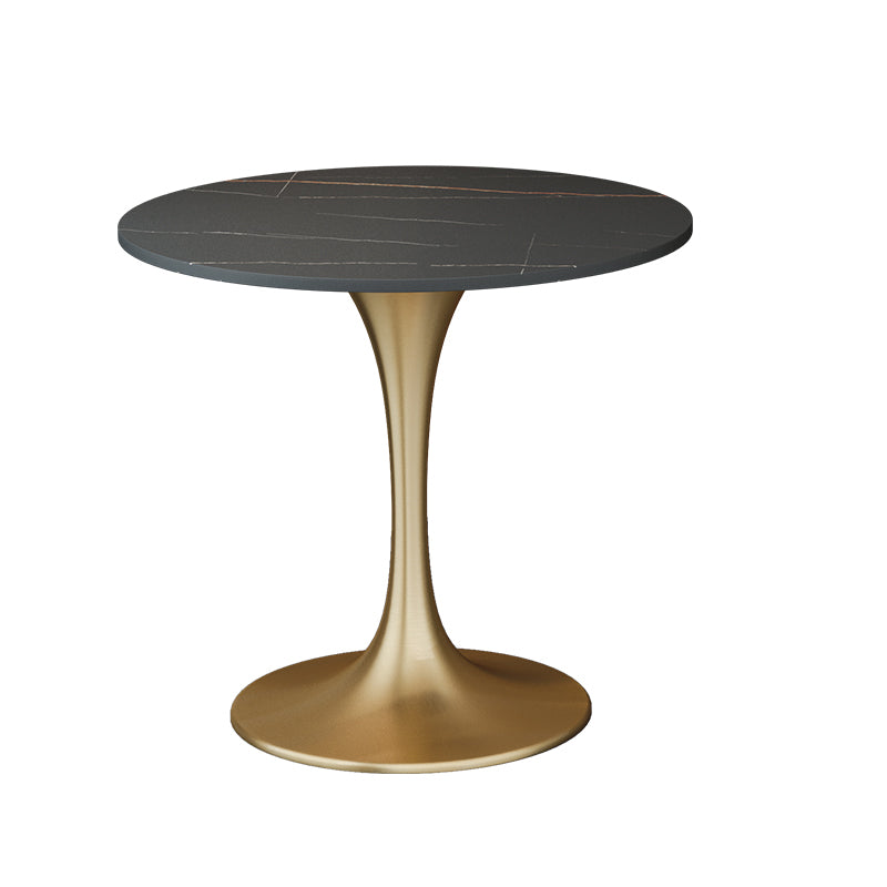 Glam 1/2/4/5 Pieces Iron Dinette Set with Sintered Stone Top Round Dining Table Set Black 31"L x 31"W Clearhalo 'Dining Room Sets' 'Dining Tables & Seating' 'dining_room_set' 'furn' 'furn_dining_room_set' 'Furniture' 'furniture_dining_room_set' 'Kitchen & Dining Furniture' 4760273