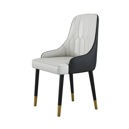 Glam 1/2/4/5 Pieces Iron Dinette Set with Sintered Stone Top Round Dining Table Set 1 White Chair Clearhalo 'Dining Room Sets' 'Dining Tables & Seating' 'dining_room_set' 'furn' 'furn_dining_room_set' 'Furniture' 'furniture_dining_room_set' 'Kitchen & Dining Furniture' 4760278