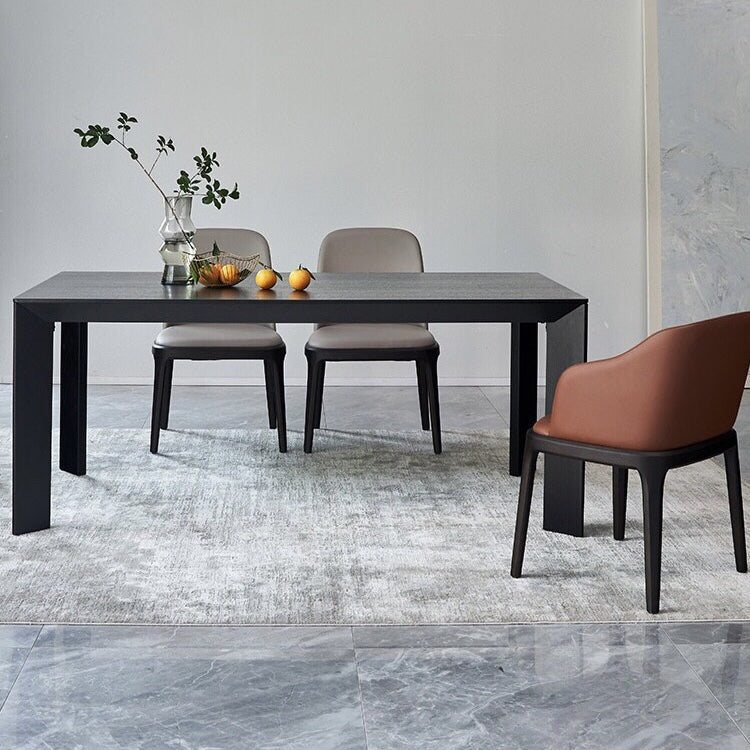 Modern Pine Wood Table for Restaurant Rectangle Black Dining Table with 4 Legs Black 70.9"L x 31.5"W x 29.5"H Without Chairs Clearhalo 'Dining Tables & Seating' 'Dining Tables' 'dining_table' 'furn' 'furn_dining_table' 'Furniture' 'furniture_dining_table' 'Kitchen & Dining Furniture' 'kitchen' 'kitchen_dining_table' 4760345