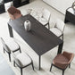Modern Pine Wood Table for Restaurant Rectangle Black Dining Table with 4 Legs Clearhalo 'Dining Tables & Seating' 'Dining Tables' 'dining_table' 'furn' 'furn_dining_table' 'Furniture' 'furniture_dining_table' 'Kitchen & Dining Furniture' 'kitchen' 'kitchen_dining_table' 4760351
