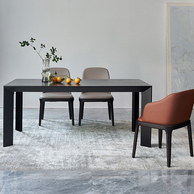 Modern Pine Wood Table for Restaurant Rectangle Black Dining Table with 4 Legs Clearhalo 'Dining Tables & Seating' 'Dining Tables' 'dining_table' 'furn' 'furn_dining_table' 'Furniture' 'furniture_dining_table' 'Kitchen & Dining Furniture' 'kitchen' 'kitchen_dining_table' 4760352