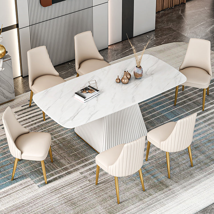 Sintered Stone Dining Table Traditional Luxury Dining Table with Pedestal Base Clearhalo 'Dining Tables & Seating' 'Dining Tables' 'dining_table' 'furn' 'furn_dining_table' 'Furniture' 'furniture_dining_table' 'Kitchen & Dining Furniture' 'kitchen' 'kitchen_dining_table' 4760359