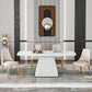 Sintered Stone Dining Table Traditional Luxury Dining Table with Pedestal Base White 70.9"L x 35.4"W x 29.5"H Without Chairs Clearhalo 'Dining Tables & Seating' 'Dining Tables' 'dining_table' 'furn' 'furn_dining_table' 'Furniture' 'furniture_dining_table' 'Kitchen & Dining Furniture' 'kitchen' 'kitchen_dining_table' 4760360