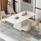 Sintered Stone Dining Table Traditional Luxury Dining Table with Pedestal Base White 63"L x 31.5"W x 29.5"H Without Chairs Clearhalo 'Dining Tables & Seating' 'Dining Tables' 'dining_table' 'furn' 'furn_dining_table' 'Furniture' 'furniture_dining_table' 'Kitchen & Dining Furniture' 'kitchen' 'kitchen_dining_table' 4760361