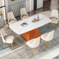 Sintered Stone Dining Table Traditional Luxury Dining Table with Pedestal Base Orange 55.1"L x 31.5"W x 29.5"H Without Chairs Clearhalo 'Dining Tables & Seating' 'Dining Tables' 'dining_table' 'furn' 'furn_dining_table' 'Furniture' 'furniture_dining_table' 'Kitchen & Dining Furniture' 'kitchen' 'kitchen_dining_table' 4760362