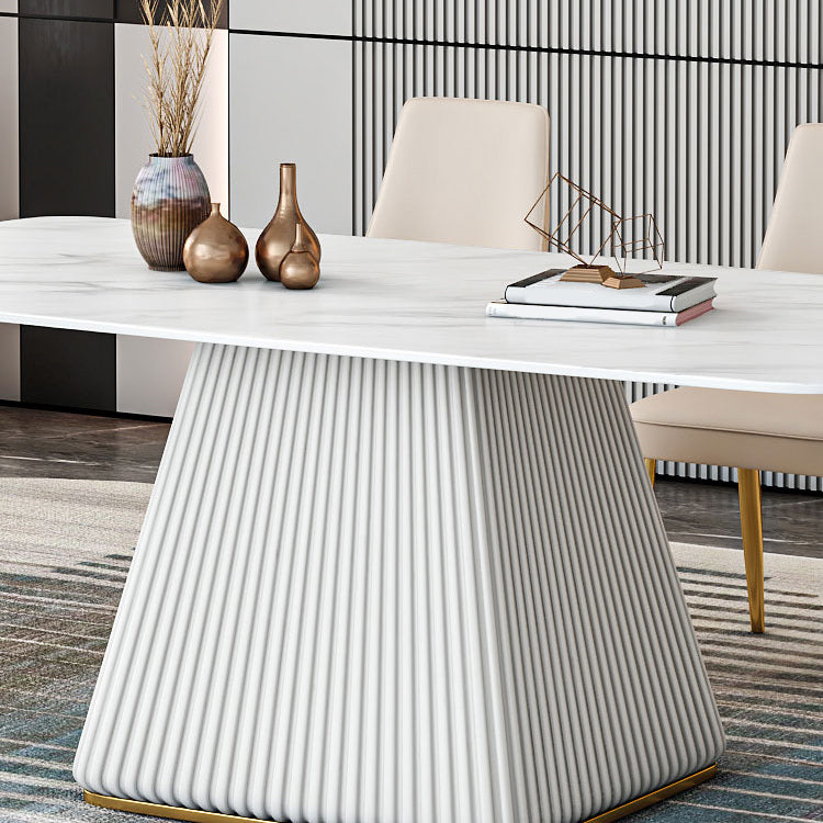 Sintered Stone Dining Table Traditional Luxury Dining Table with Pedestal Base Clearhalo 'Dining Tables & Seating' 'Dining Tables' 'dining_table' 'furn' 'furn_dining_table' 'Furniture' 'furniture_dining_table' 'Kitchen & Dining Furniture' 'kitchen' 'kitchen_dining_table' 4760365