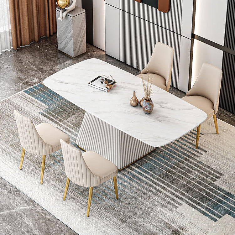 Sintered Stone Dining Table Traditional Luxury Dining Table with Pedestal Base Clearhalo 'Dining Tables & Seating' 'Dining Tables' 'dining_table' 'furn' 'furn_dining_table' 'Furniture' 'furniture_dining_table' 'Kitchen & Dining Furniture' 'kitchen' 'kitchen_dining_table' 4760370