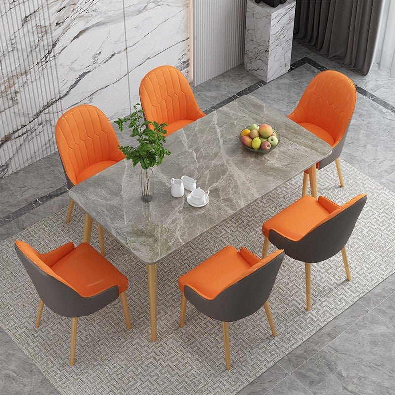 Traditional Luxury Rectangle Dining Table Stone Dinner Table with 4-foot Gold 47.2"L x 23.6"W x 29.5"H Without Chairs Clearhalo 'Dining Tables & Seating' 'Dining Tables' 'dining_table' 'furn' 'furn_dining_table' 'Furniture' 'furniture_dining_table' 'Kitchen & Dining Furniture' 'kitchen' 'kitchen_dining_table' 4760379