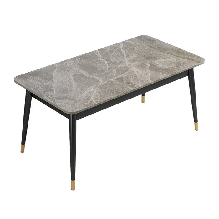 Traditional Luxury Rectangle Dining Table Stone Dinner Table with 4-foot Black Without Chairs Clearhalo 'Dining Tables & Seating' 'Dining Tables' 'dining_table' 'furn' 'furn_dining_table' 'Furniture' 'furniture_dining_table' 'Kitchen & Dining Furniture' 'kitchen' 'kitchen_dining_table' 4760381