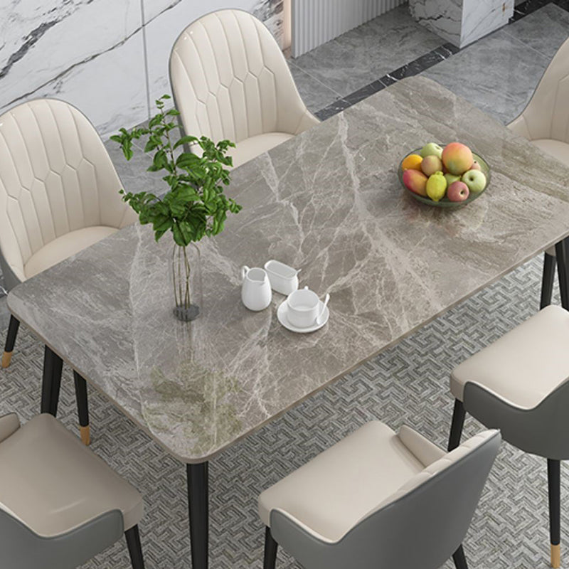Traditional Luxury Rectangle Dining Table Stone Dinner Table with 4-foot Clearhalo 'Dining Tables & Seating' 'Dining Tables' 'dining_table' 'furn' 'furn_dining_table' 'Furniture' 'furniture_dining_table' 'Kitchen & Dining Furniture' 'kitchen' 'kitchen_dining_table' 4760382