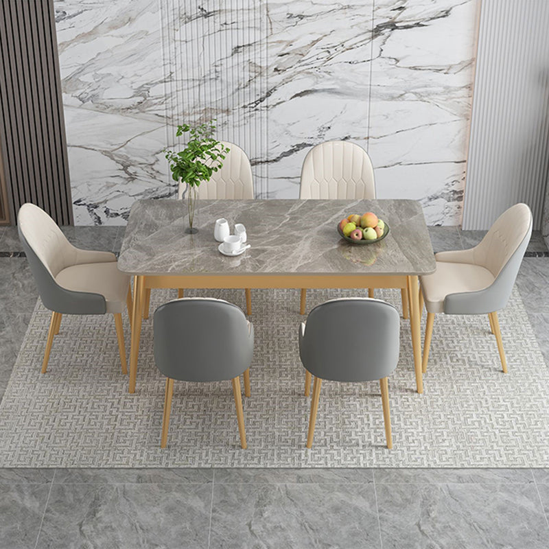 Traditional Luxury Rectangle Dining Table Stone Dinner Table with 4-foot Clearhalo 'Dining Tables & Seating' 'Dining Tables' 'dining_table' 'furn' 'furn_dining_table' 'Furniture' 'furniture_dining_table' 'Kitchen & Dining Furniture' 'kitchen' 'kitchen_dining_table' 4760388