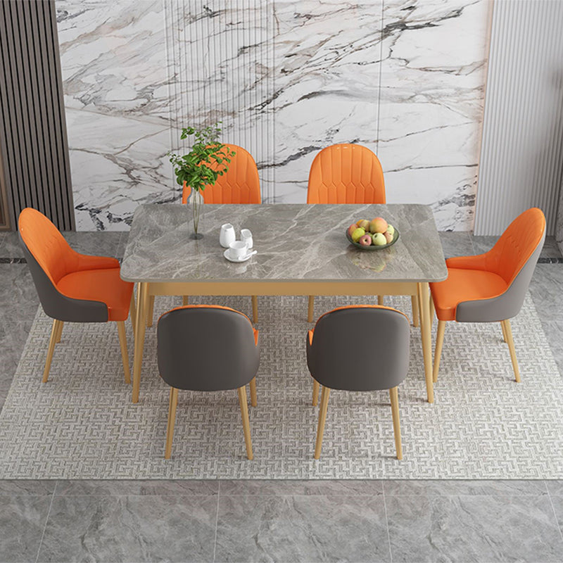 Traditional Luxury Rectangle Dining Table Stone Dinner Table with 4-foot Clearhalo 'Dining Tables & Seating' 'Dining Tables' 'dining_table' 'furn' 'furn_dining_table' 'Furniture' 'furniture_dining_table' 'Kitchen & Dining Furniture' 'kitchen' 'kitchen_dining_table' 4760389