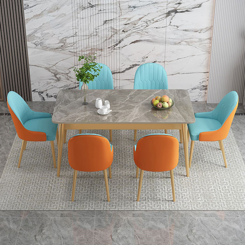 Traditional Luxury Rectangle Dining Table Stone Dinner Table with 4-foot Clearhalo 'Dining Tables & Seating' 'Dining Tables' 'dining_table' 'furn' 'furn_dining_table' 'Furniture' 'furniture_dining_table' 'Kitchen & Dining Furniture' 'kitchen' 'kitchen_dining_table' 4760390