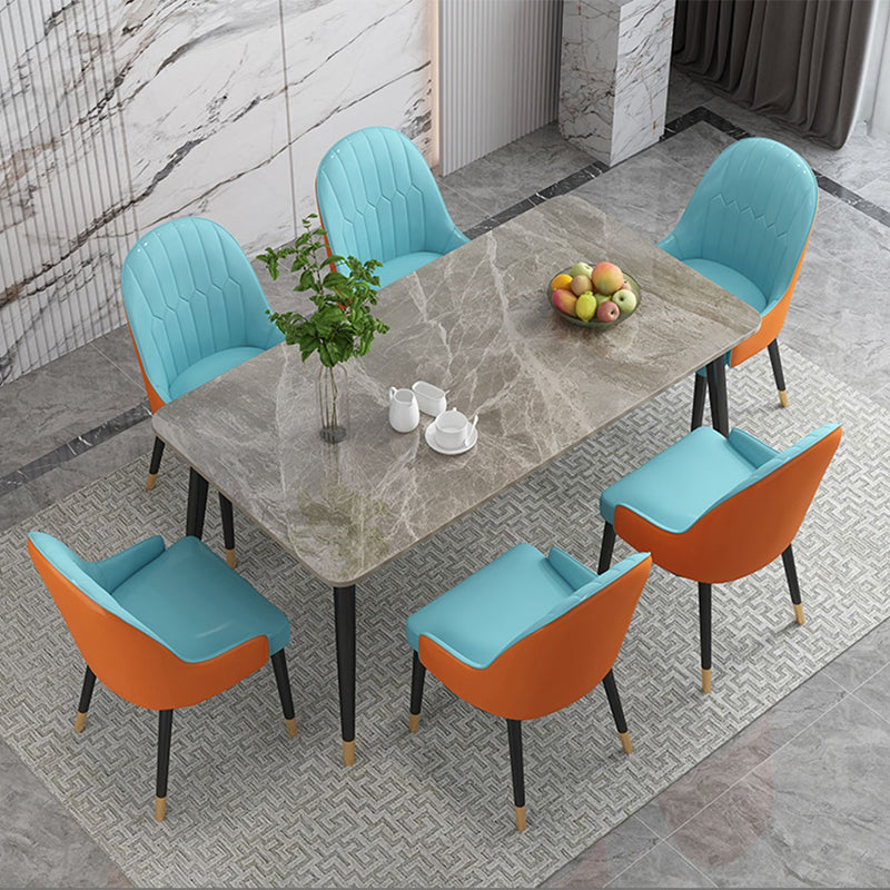 Traditional Luxury Rectangle Dining Table Stone Dinner Table with 4-foot Clearhalo 'Dining Tables & Seating' 'Dining Tables' 'dining_table' 'furn' 'furn_dining_table' 'Furniture' 'furniture_dining_table' 'Kitchen & Dining Furniture' 'kitchen' 'kitchen_dining_table' 4760391