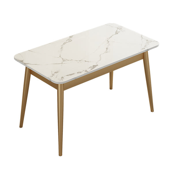 White Rectangle Dining Table Traditional Luxury Dining Table with Metal Base Clearhalo 'Dining Tables & Seating' 'Dining Tables' 'dining_table' 'furn' 'furn_dining_table' 'Furniture' 'furniture_dining_table' 'Kitchen & Dining Furniture' 'kitchen' 'kitchen_dining_table' 4760404