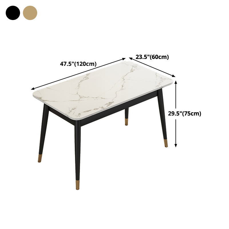 White Rectangle Dining Table Traditional Luxury Dining Table with Metal Base Clearhalo 'Dining Tables & Seating' 'Dining Tables' 'dining_table' 'furn' 'furn_dining_table' 'Furniture' 'furniture_dining_table' 'Kitchen & Dining Furniture' 'kitchen' 'kitchen_dining_table' 4760410