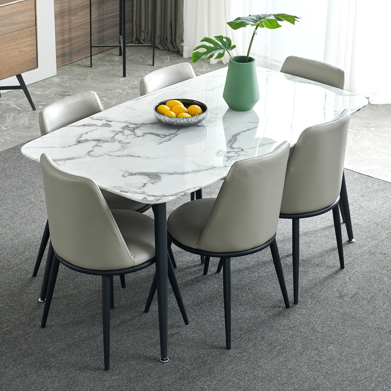 Rectangle Industrial Dining Table Fixed Table with Marble for Dining Room 63"L x 35.4"W x 29.5"H Without Chairs Clearhalo 'Dining Tables & Seating' 'Dining Tables' 'dining_table' 'furn' 'furn_dining_table' 'Furniture' 'furniture_dining_table' 'Kitchen & Dining Furniture' 'kitchen' 'kitchen_dining_table' 4760414