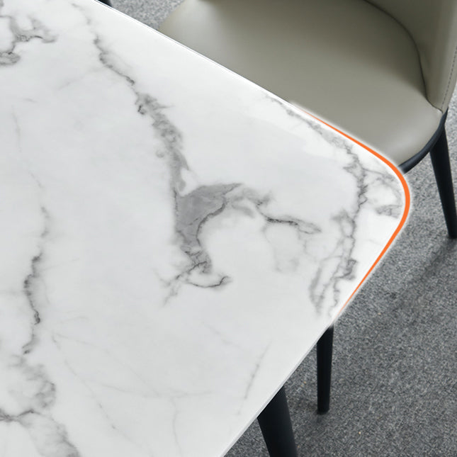 Rectangle Industrial Dining Table Fixed Table with Marble for Dining Room Clearhalo 'Dining Tables & Seating' 'Dining Tables' 'dining_table' 'furn' 'furn_dining_table' 'Furniture' 'furniture_dining_table' 'Kitchen & Dining Furniture' 'kitchen' 'kitchen_dining_table' 4760419