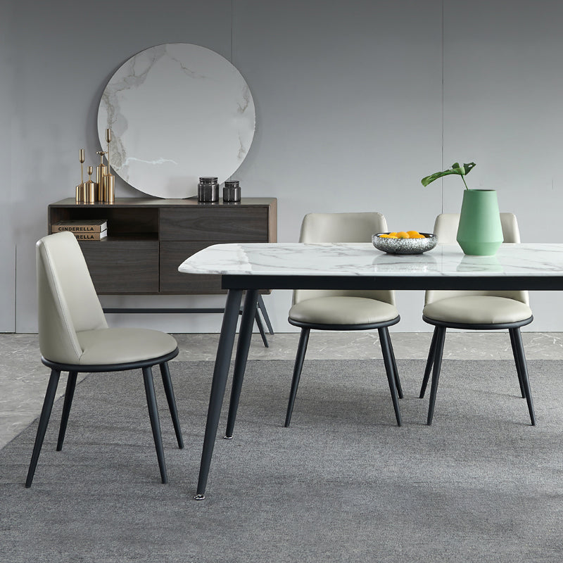 Rectangle Industrial Dining Table Fixed Table with Marble for Dining Room Clearhalo 'Dining Tables & Seating' 'Dining Tables' 'dining_table' 'furn' 'furn_dining_table' 'Furniture' 'furniture_dining_table' 'Kitchen & Dining Furniture' 'kitchen' 'kitchen_dining_table' 4760420