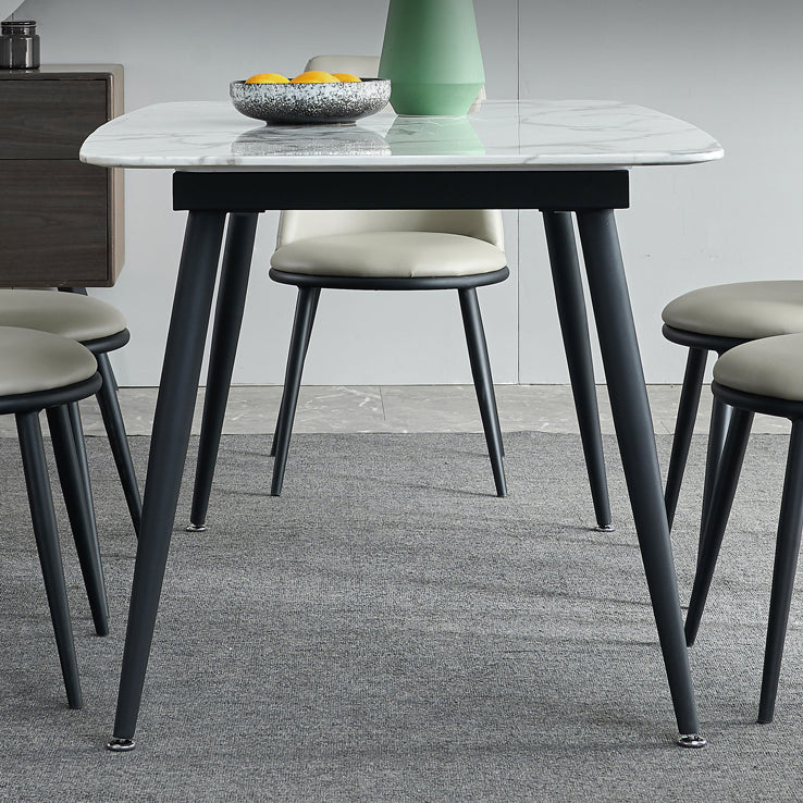 Rectangle Industrial Dining Table Fixed Table with Marble for Dining Room Clearhalo 'Dining Tables & Seating' 'Dining Tables' 'dining_table' 'furn' 'furn_dining_table' 'Furniture' 'furniture_dining_table' 'Kitchen & Dining Furniture' 'kitchen' 'kitchen_dining_table' 4760421