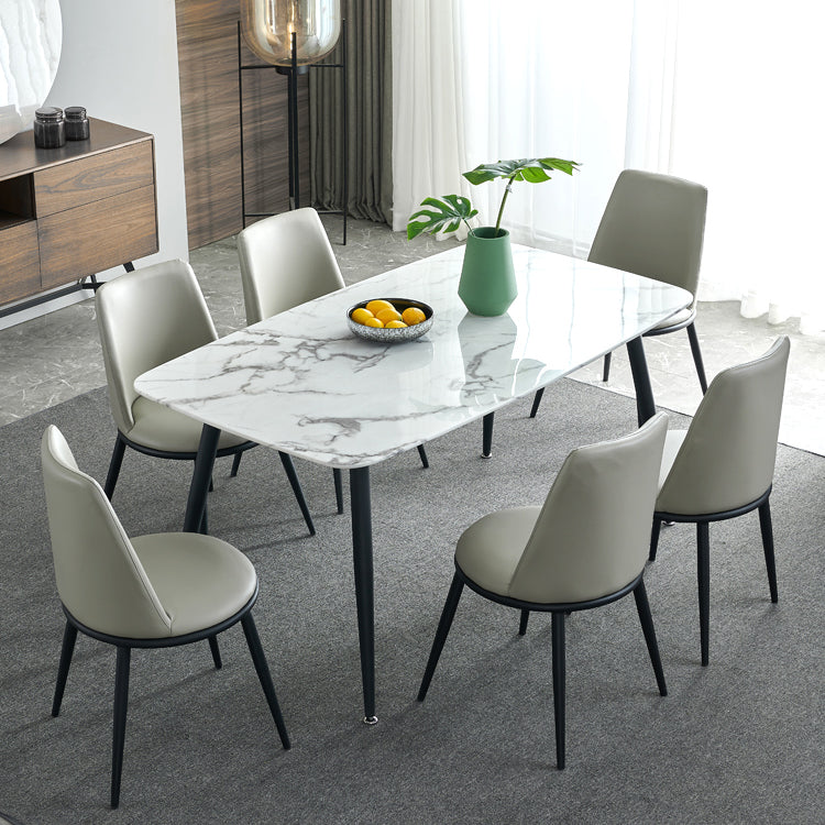 Rectangle Industrial Dining Table Fixed Table with Marble for Dining Room Clearhalo 'Dining Tables & Seating' 'Dining Tables' 'dining_table' 'furn' 'furn_dining_table' 'Furniture' 'furniture_dining_table' 'Kitchen & Dining Furniture' 'kitchen' 'kitchen_dining_table' 4760422
