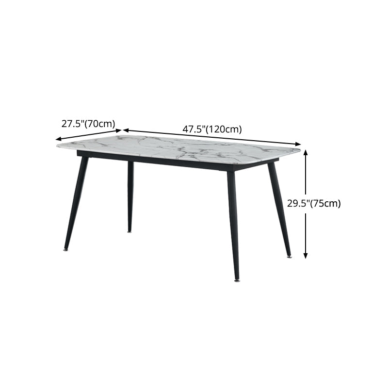 Rectangle Industrial Dining Table Fixed Table with Marble for Dining Room Clearhalo 'Dining Tables & Seating' 'Dining Tables' 'dining_table' 'furn' 'furn_dining_table' 'Furniture' 'furniture_dining_table' 'Kitchen & Dining Furniture' 'kitchen' 'kitchen_dining_table' 4760423