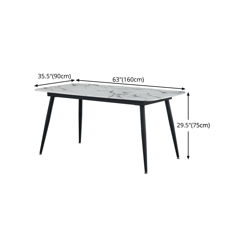 Rectangle Industrial Dining Table Fixed Table with Marble for Dining Room Clearhalo 'Dining Tables & Seating' 'Dining Tables' 'dining_table' 'furn' 'furn_dining_table' 'Furniture' 'furniture_dining_table' 'Kitchen & Dining Furniture' 'kitchen' 'kitchen_dining_table' 4760427