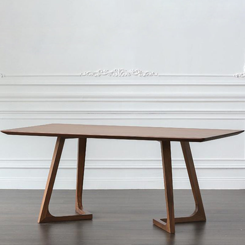 Solid Wood Top Dining Table Rectangle Pine Wood Table with Double Pedestal Base 55.1"L x 27.6"W x 29.5"H Without Chairs Clearhalo 'Dining Tables & Seating' 'Dining Tables' 'dining_table' 'furn' 'furn_dining_table' 'Furniture' 'furniture_dining_table' 'Kitchen & Dining Furniture' 'kitchen' 'kitchen_dining_table' 4760444