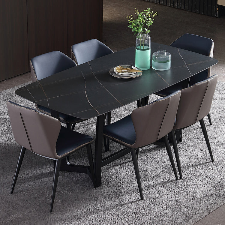 Industrial Rectangle Furniture Trestle Base Dining Site Table for Dining Room 63"L x 35.4"W x 29.5"H Without Chairs Clearhalo 'Dining Tables & Seating' 'Dining Tables' 'dining_table' 'furn' 'furn_dining_table' 'Furniture' 'furniture_dining_table' 'Kitchen & Dining Furniture' 'kitchen' 'kitchen_dining_table' 4760455