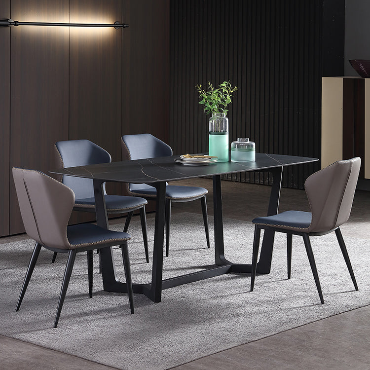 Industrial Rectangle Furniture Trestle Base Dining Site Table for Dining Room 70.9"L x 35.4"W x 29.5"H Without Chairs Clearhalo 'Dining Tables & Seating' 'Dining Tables' 'dining_table' 'furn' 'furn_dining_table' 'Furniture' 'furniture_dining_table' 'Kitchen & Dining Furniture' 'kitchen' 'kitchen_dining_table' 4760456