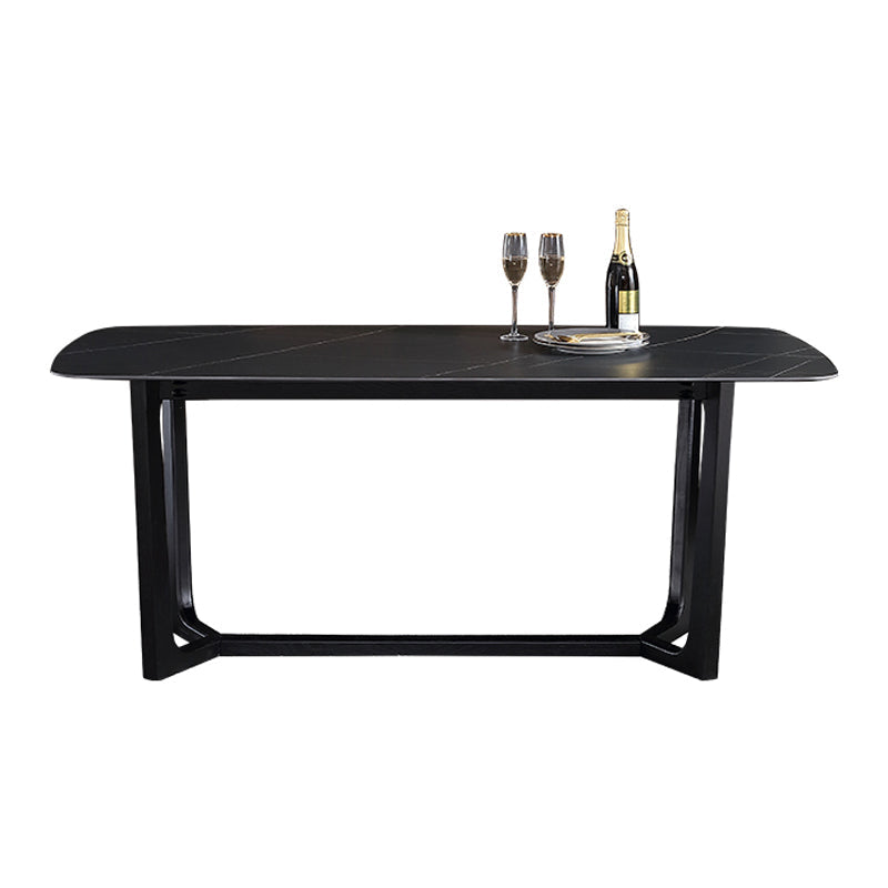 Industrial Rectangle Furniture Trestle Base Dining Site Table for Dining Room Without Chairs Clearhalo 'Dining Tables & Seating' 'Dining Tables' 'dining_table' 'furn' 'furn_dining_table' 'Furniture' 'furniture_dining_table' 'Kitchen & Dining Furniture' 'kitchen' 'kitchen_dining_table' 4760458