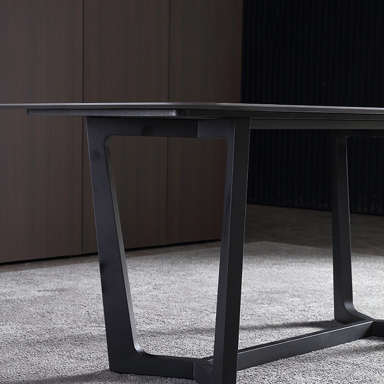 Industrial Rectangle Furniture Trestle Base Dining Site Table for Dining Room Clearhalo 'Dining Tables & Seating' 'Dining Tables' 'dining_table' 'furn' 'furn_dining_table' 'Furniture' 'furniture_dining_table' 'Kitchen & Dining Furniture' 'kitchen' 'kitchen_dining_table' 4760462