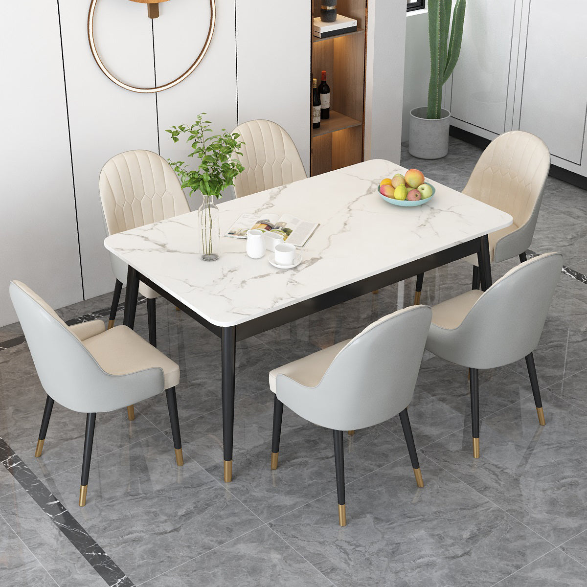 Sintered Stone Dining Table Traditional Luxury 4 Legs Table with Metal Base Black 55.1"L x 31.5"W x 29.5"H Without Chairs Clearhalo 'Dining Tables & Seating' 'Dining Tables' 'dining_table' 'furn' 'furn_dining_table' 'Furniture' 'furniture_dining_table' 'Kitchen & Dining Furniture' 'kitchen' 'kitchen_dining_table' 4760498