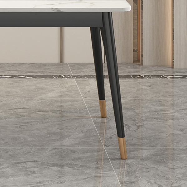 Sintered Stone Dining Table Traditional Luxury 4 Legs Table with Metal Base Clearhalo 'Dining Tables & Seating' 'Dining Tables' 'dining_table' 'furn' 'furn_dining_table' 'Furniture' 'furniture_dining_table' 'Kitchen & Dining Furniture' 'kitchen' 'kitchen_dining_table' 4760505