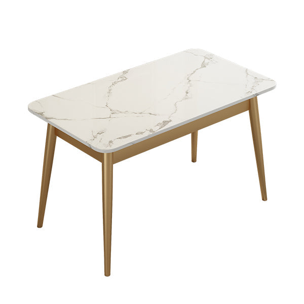 Sintered Stone Dining Table Traditional Luxury 4 Legs Table with Metal Base Gold Without Chairs Clearhalo 'Dining Tables & Seating' 'Dining Tables' 'dining_table' 'furn' 'furn_dining_table' 'Furniture' 'furniture_dining_table' 'Kitchen & Dining Furniture' 'kitchen' 'kitchen_dining_table' 4760507